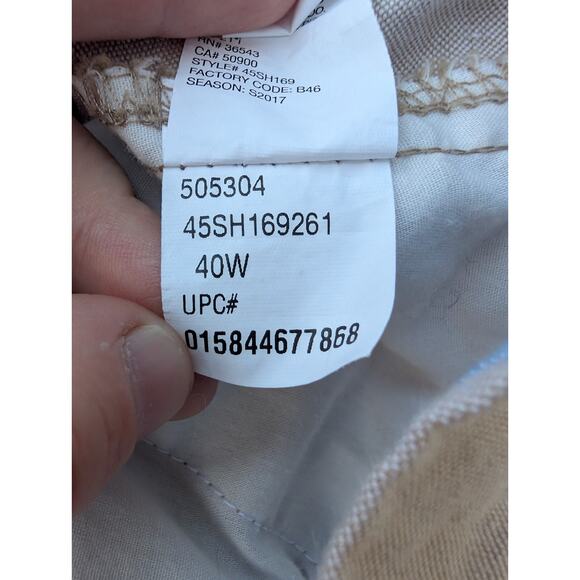 Izod Mens Chambray Shorts Sz 40W Cream Classic Preppy Golf Tennis classic - Picture 6 of 8